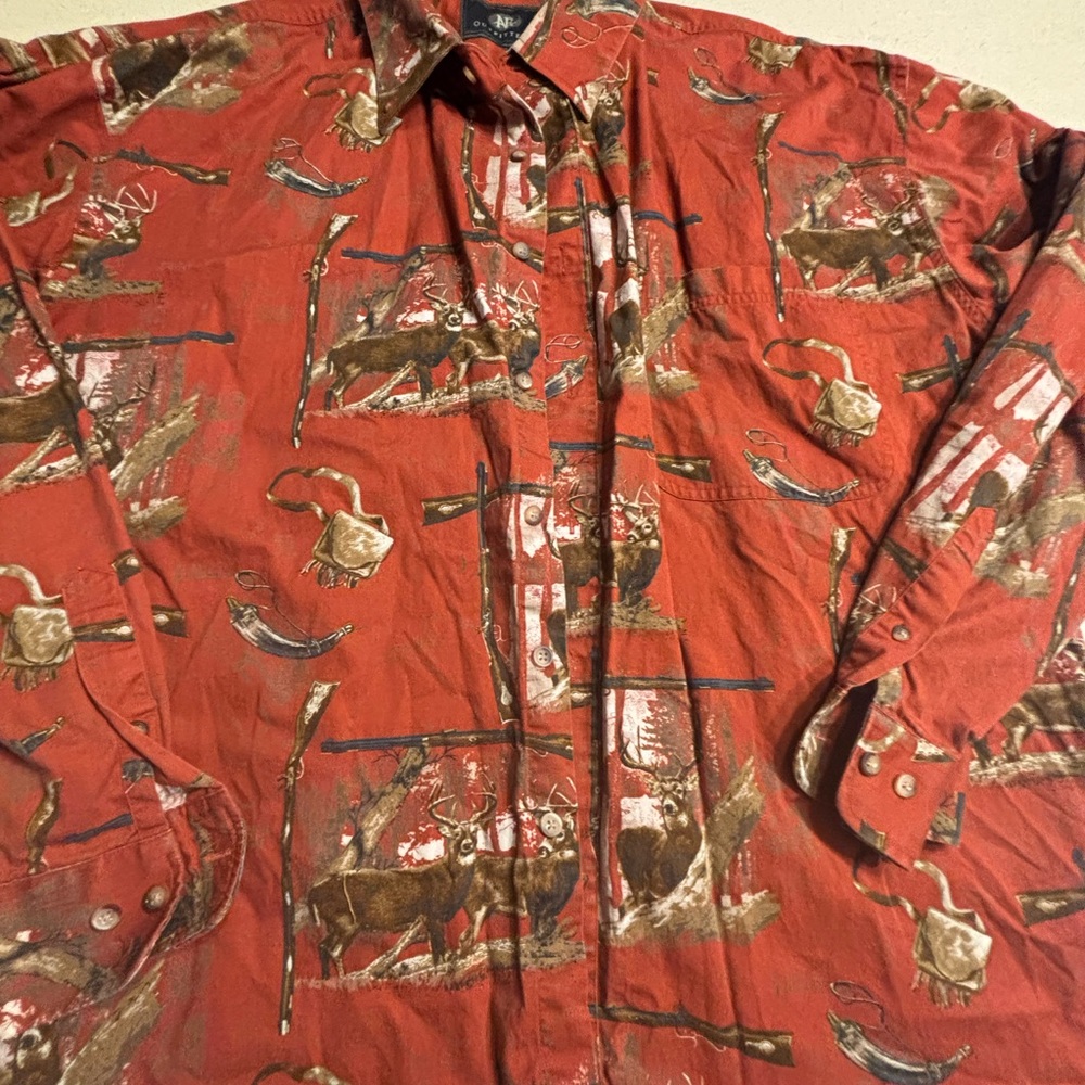 Rustic Red Hunting-Themed Men's Shirt